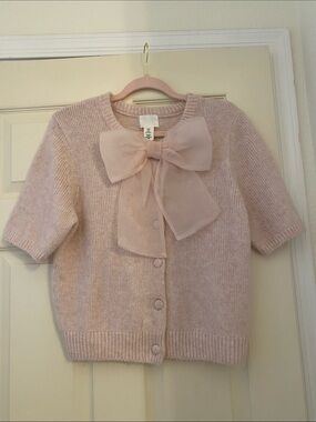 NWT H&M Pink Bow Cardigan